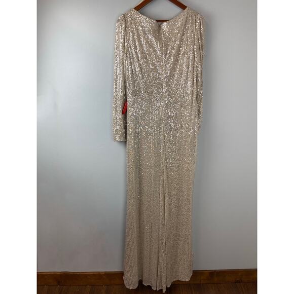 Mac Duggal Silver Sequin Wrap Evening Gown Size 10 $398 26395 - Picture 15 of 15
